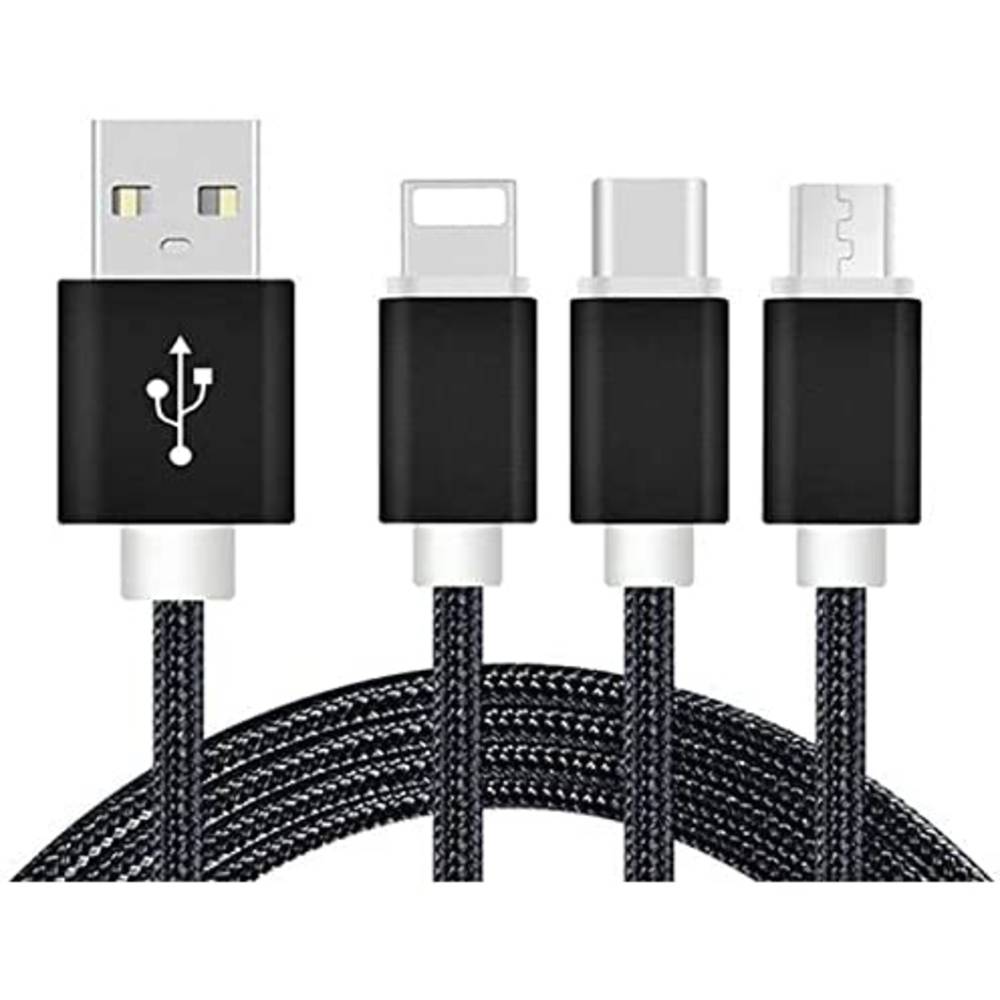 REEKIN USB-laadkabel USB-A stekker, USB-C stekker, USB-micro-B stekker, Apple Lightning stekker 1.20 m Zwart 4260272282320
