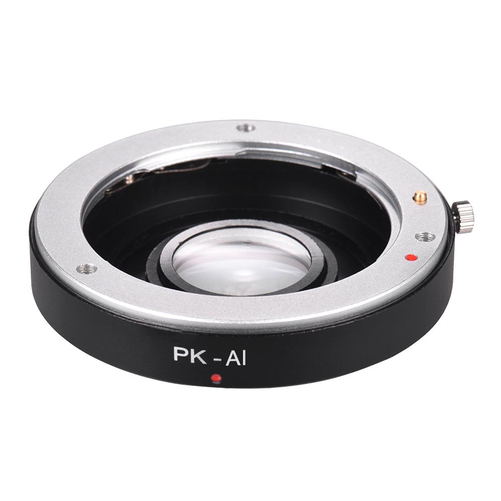 TOMTOP JMS PK-AI lensvattingadapterring met optisch glas voor Pentax K-vattinglens passend voor Nikon