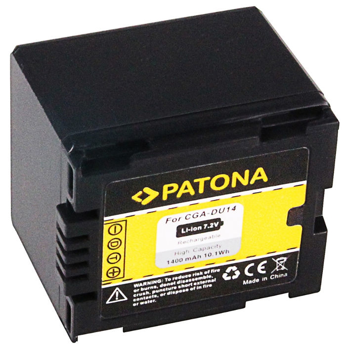 Patona Akku für Panasonic NV-GS250 Kamera-Akku Ersatzkku 1400 mAh (7,2 V, 1 St), NV-GS150 NV-GS140 NV-GS75 CGA-DU14 HITACHI DZ-MV350A