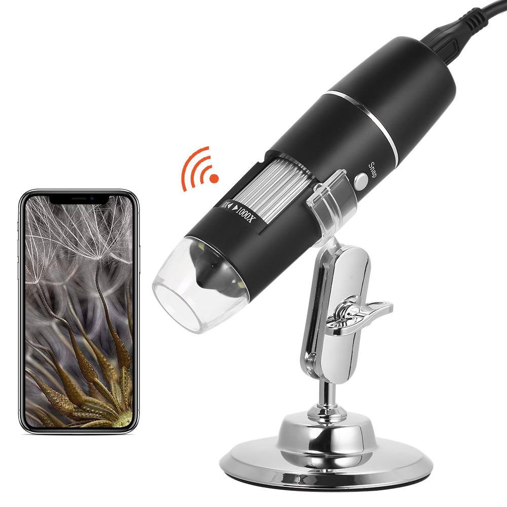 TOMTOP JMS 1000X vergroting USB digitale microscoop met stand vergrootglas met 8-LED licht vergrootglas voor