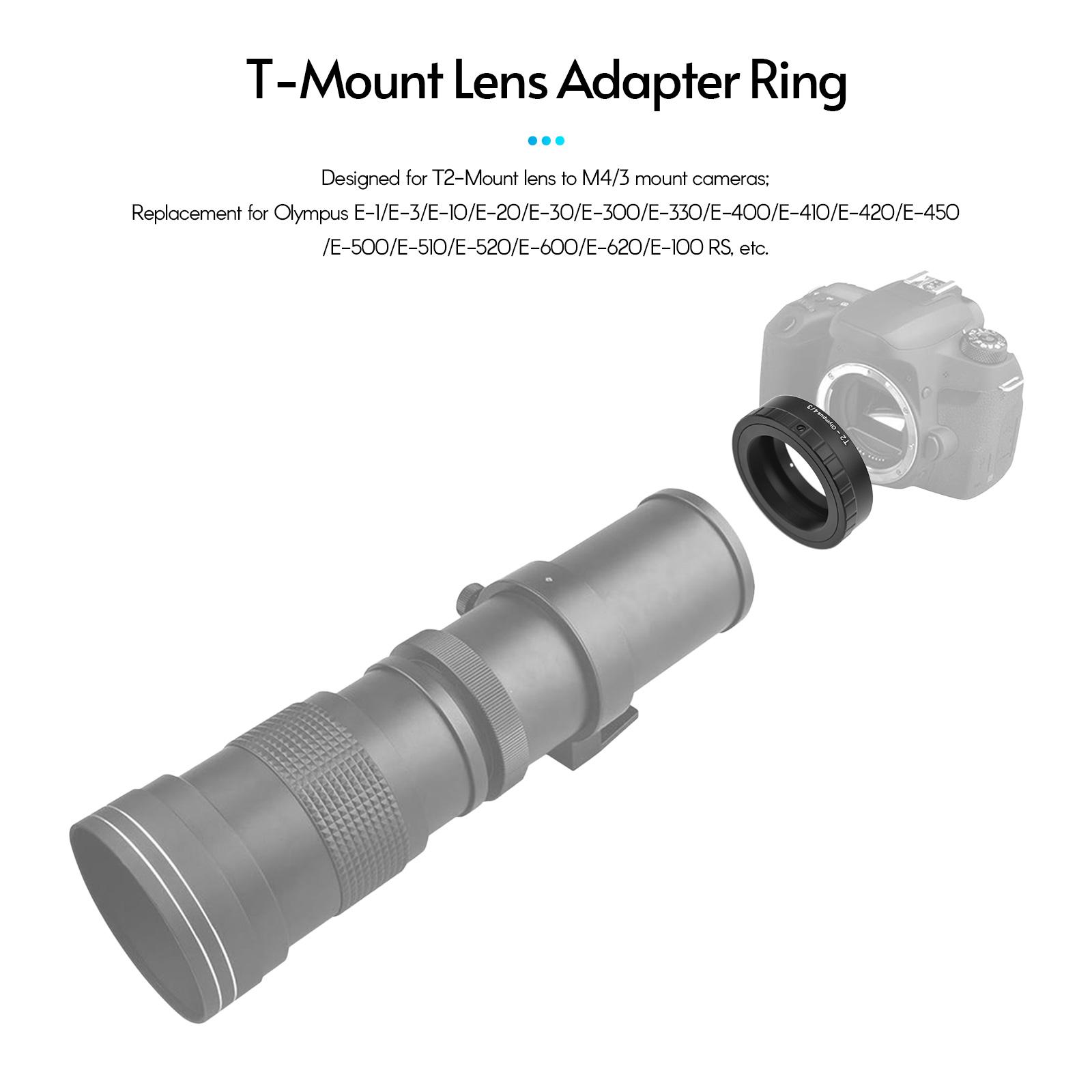 TOMTOP JMS Metalen Lens Mount Adapter Ring T/T2 Mount Lens Adapter Vervanging voor Olympus