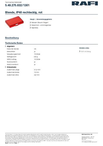 RAFI 5.49.275.032/1301 Opening Rood 1 stuk(s)