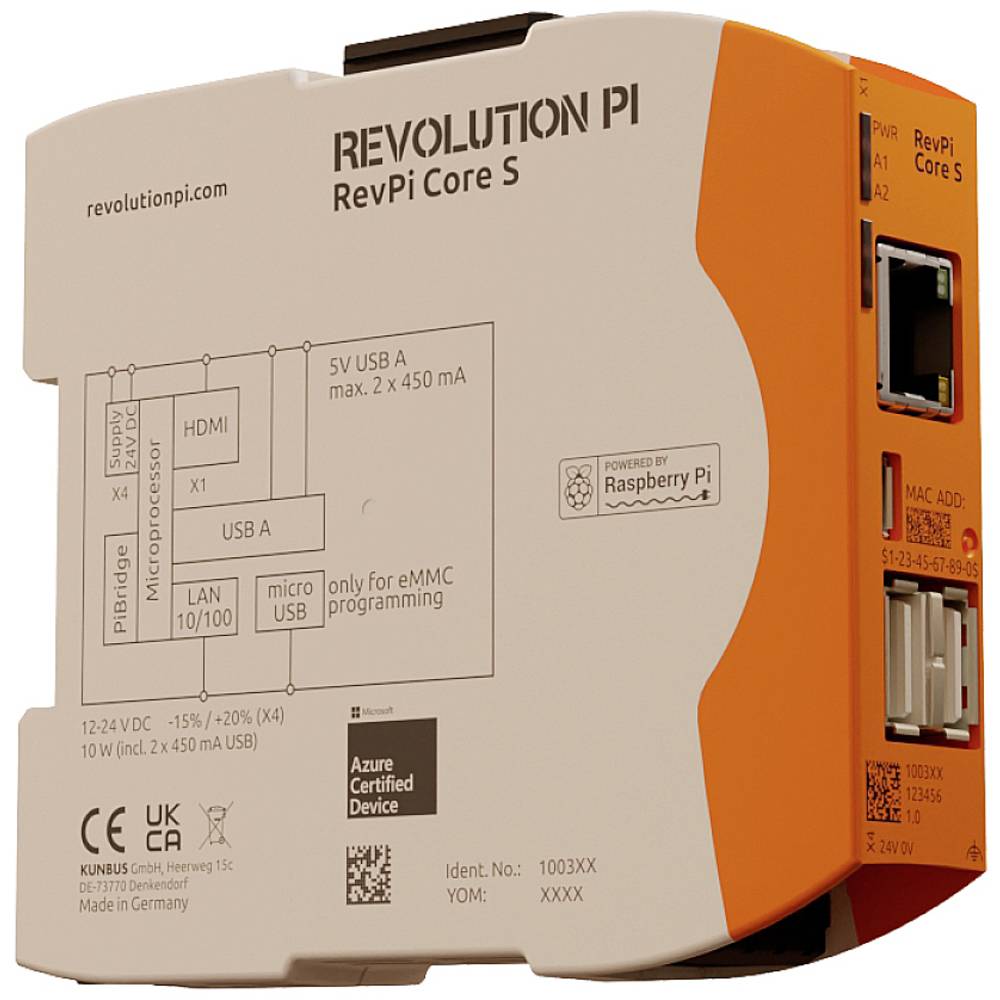 Revolution Pi by Kunbus RevPi Core S 32 GB PR100361 PLC-aansturingsmodule 24 V/DC