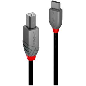 LINDY USB-Kabel USB 2.0 USB-C Stecker, USB-B Stecker 3.00m Schwarz 36943
