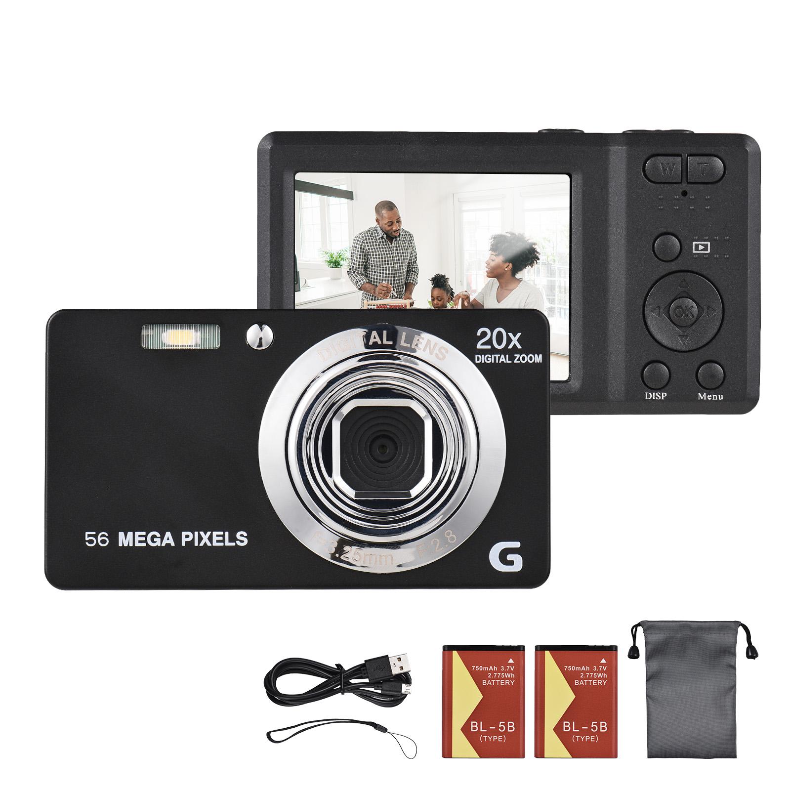 TOMTOP JMS 2.7-inch TFT Portable Digital Camera 56MP 4K Ultra HD 20X Zoom Auto Focus Self-Timer Face Detection