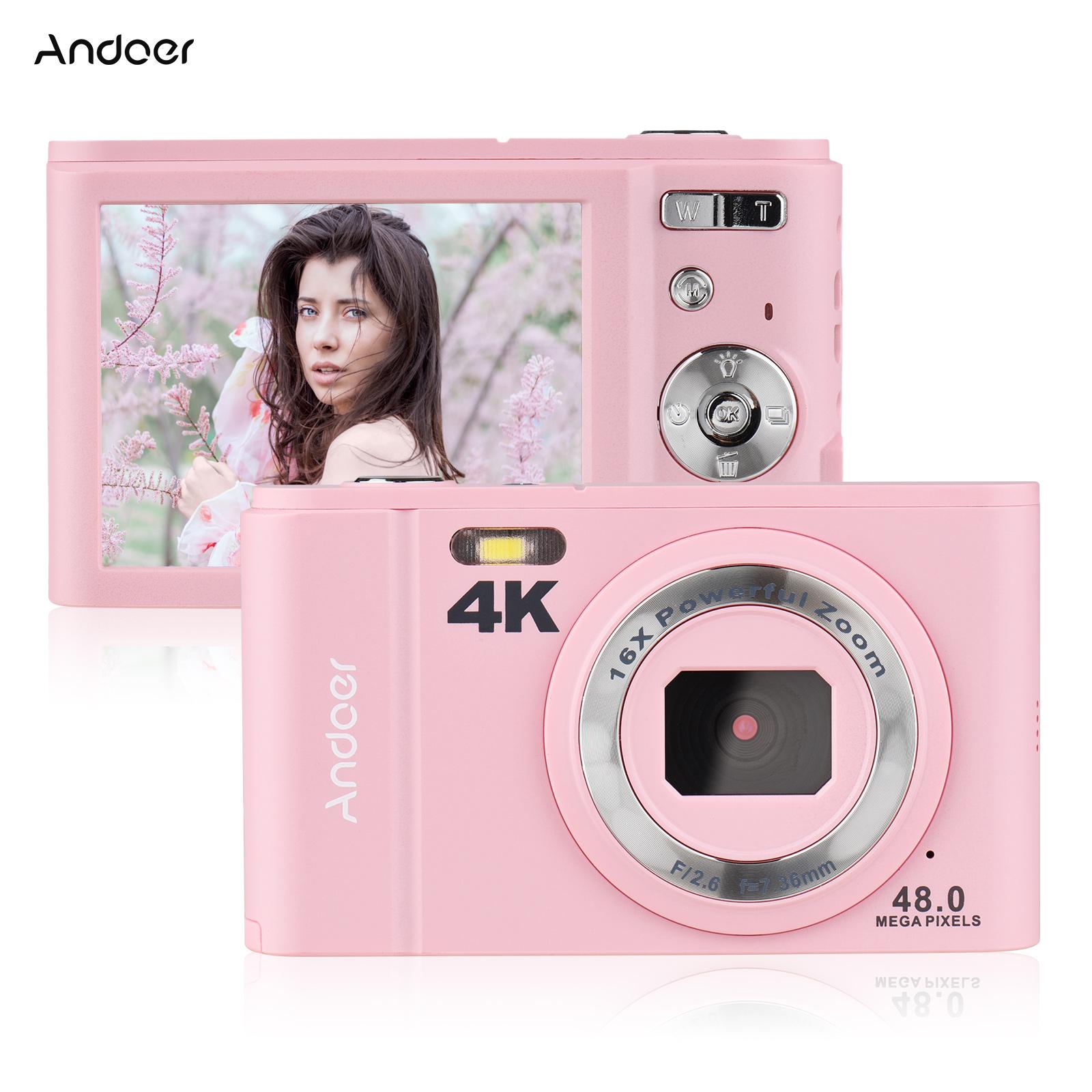 Andoer Portable Digital Camera 48MP 4K 2.8-inch IPS Screen 16X Zoom Self-Timer Face Detection