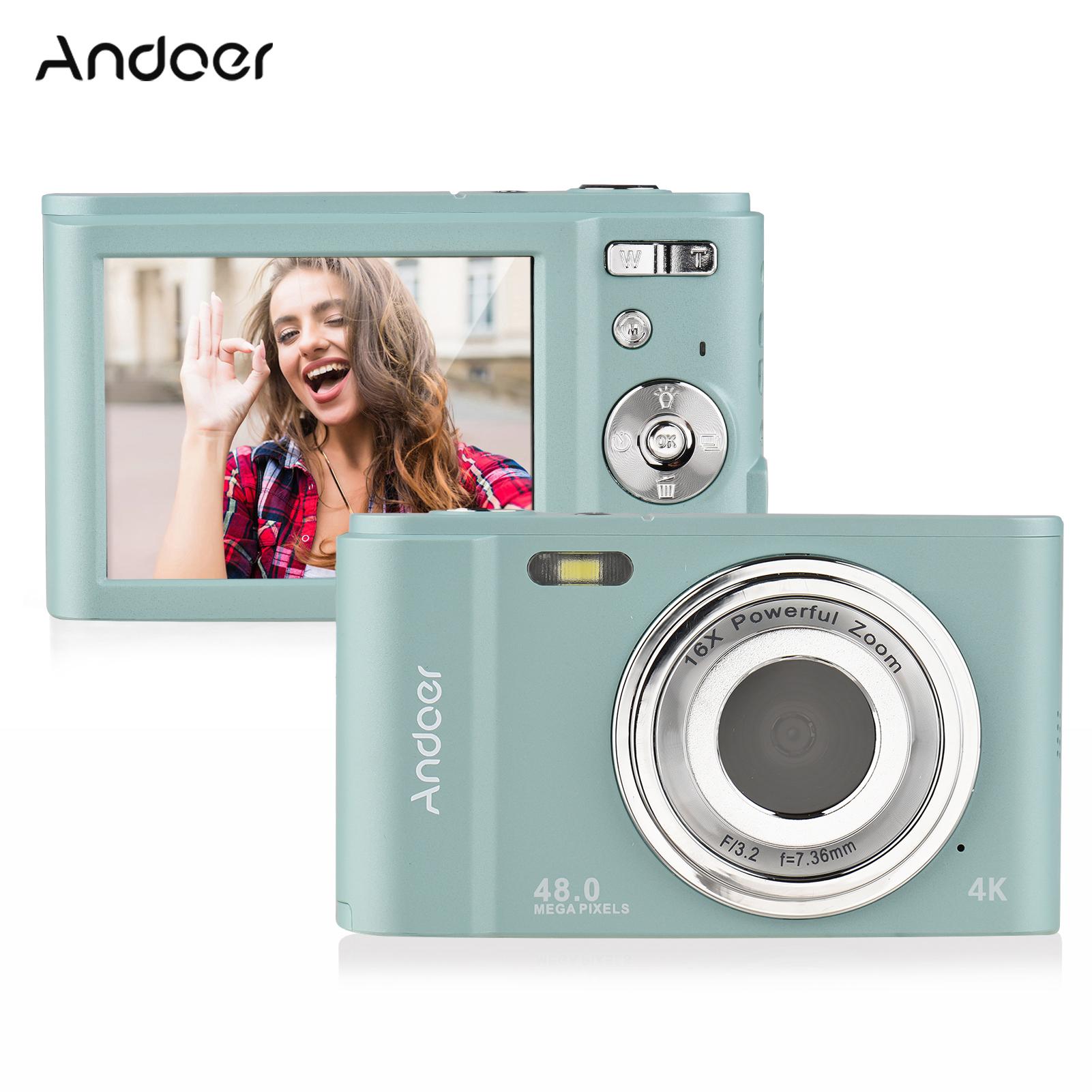 Andoer Portable Digital Camera 48MP 4K 2.88-inch IPS Screen 16X Zoom Auto Focus Self-Timer Face