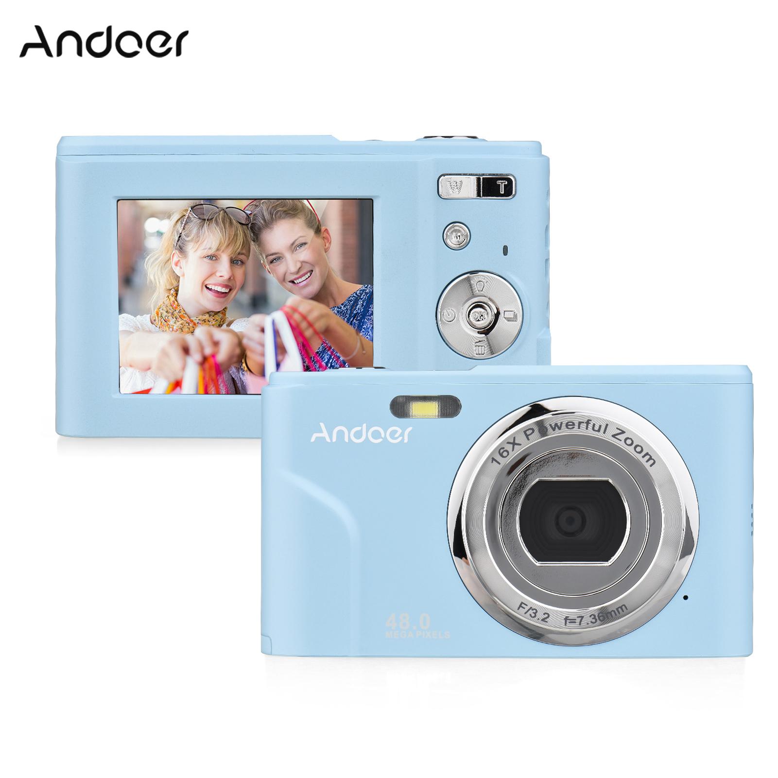 Andoer Portable Digital Camera 48MP 1080P 2.4-inch IPS Screen 16X Zoom Auto Focus Self-Timer Face