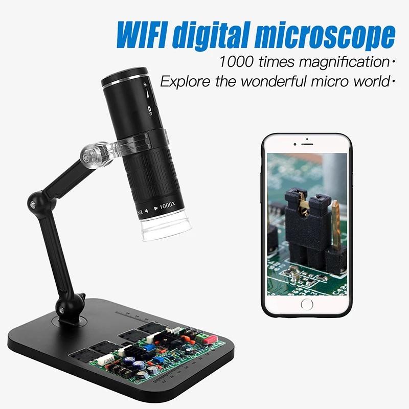 Pro DIY Tool HD 1000X Digital Microscope LED USB WiFi Microscope Mobile Phone Microscope Camera with Stand for Smartphone PCB Inspection Tools