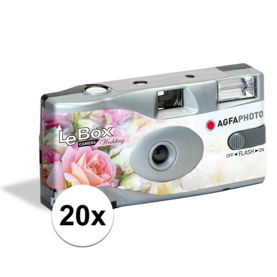 Merkloos 20x Wegwerp cameras/fototoestelen met flits voor 27 kleurenfotos voor bruiloft/huwelijk -