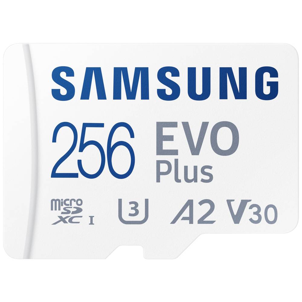 Samsung EVO Plus microSD-kaart Retail 256 GB UHS-I, v30 Video Speed Class, A2 Application Performance Class Incl. SD-adapter