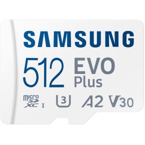 Samsung EVO Plus microSD-kaart Retail 512 GB UHS-I, v30 Video Speed Class, A2 Application Performance Class Incl. SD-adapter
