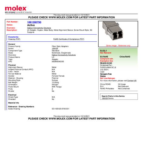 Molex 106126-0790 LC-adapter 1 stuk(s)