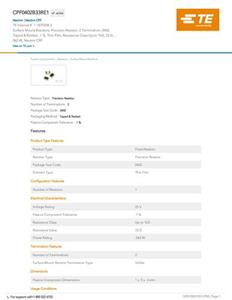 teconnectivity TE Connectivity 1-1879208-3 Präzisions-Widerstand 33Ω SMD 0402 0.063W 0.1% 25 ppm/°C Tape on Ful