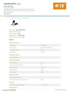 teconnectivity TE Connectivity 1622826-3 100Ω SMD 0402 0.05% 10000 St. Tape on Full reel