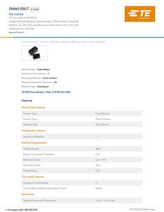 TE Connectivity 4-1879233-9 Vermogensweerstand 10 Ω SMD 0.05 % 500 stuk(s) Tape on Full reel