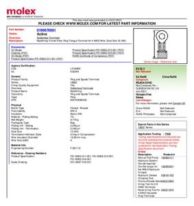 Molex 190670081 Ringkabelschoen Gat diameter: 5 mm 1 stuk(s) Bulk