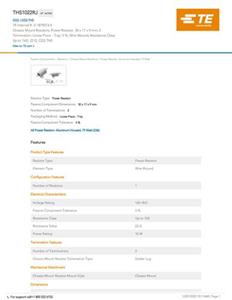 TE Connectivity 2-1879073-4 Vermogensweerstand 22 Ω Radiaal bedraad 10 W 0.05 % 1 stuk(s) Box