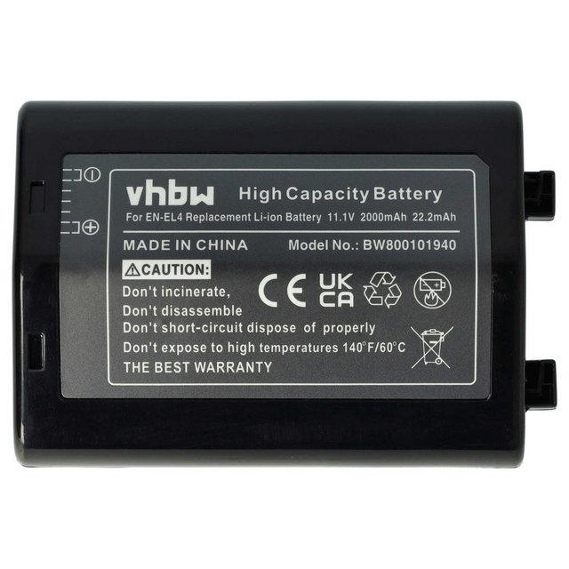 VHBW Camera accu compatibel met Nikon EN-EL4 en EN-EL4a / 2000 mAh | 