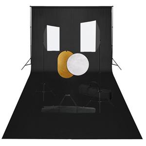 VidaXL Fotostudioset met softboxlampen, achtergrond en reflector