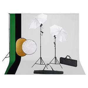 VidaXL Fotostudioset met lampen, paraplu's, achtergrond en reflector