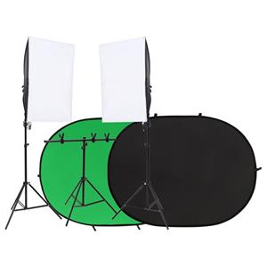 VidaXL Fotostudioset met verlichtingsset en achtergrondscherm