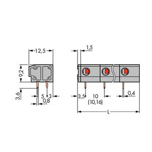 WAGO 235-802 Veerkrachtklemblok 1.50 mm² Aantal polen 2 Grijs 220 stuk(s)