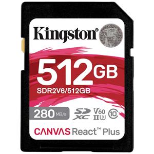 Kingston Canvas React Plus SDXC-kaart Retail 512 GB Class 10 UHS-II, v60 Video Speed Class