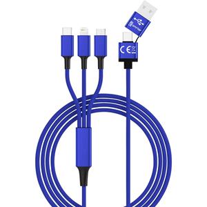 Smrter USB-laadkabel USB 2.0 USB-A stekker, USB-C stekker, Apple Lightning stekker, USB-micro-B stekker 1.20 m Blauw _HYDRA_ULT_NB