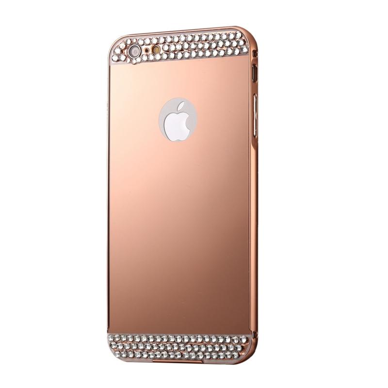 Huismerk Diamond Encrusted Push-pull stijl metaal Plating Bumper Frame + acryl terug dekken combinatie Case voor iPhone 6 Plus & 6s Plus (Rose Gold)