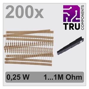 TRU COMPONENTS TC-12888460 T22P058 Koolfilmweerstand assortiment Axiaal bedraad 0.25 W 0.05 % 200 stuk(s)