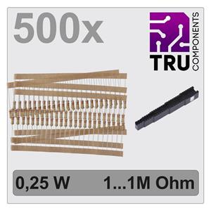 TRU COMPONENTS TC-12888464 T22P059 Koolfilmweerstand assortiment Axiaal bedraad 0.25 W 0.05 % 500 stuk(s)