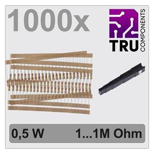 TRU COMPONENTS TC-12888492 T22P106 Koolfilmweerstand assortiment Axiaal bedraad 0.5 W 0.05 % 1000 stuk(s)