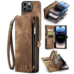 Caseme  iPhone 14 Pro Max - Vintage 2 in 1 portemonnee hoes - Bruin