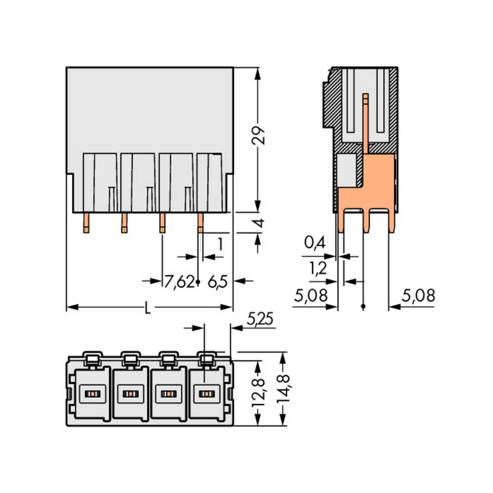 WAGO 831-3608 Male behuizing (board) 831 Totaal aantal polen: 8 Rastermaat: 7.62 mm Inhoud: 12 stuk(s)