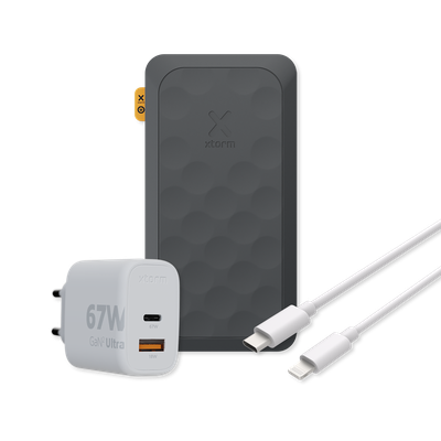 Xtorm 67W Fuel Series 5 Powerbank bundel - Powerbank 45.000 mAh +  67W Lader + USB-C naar Lightning Kabel (150cm) - Bundel