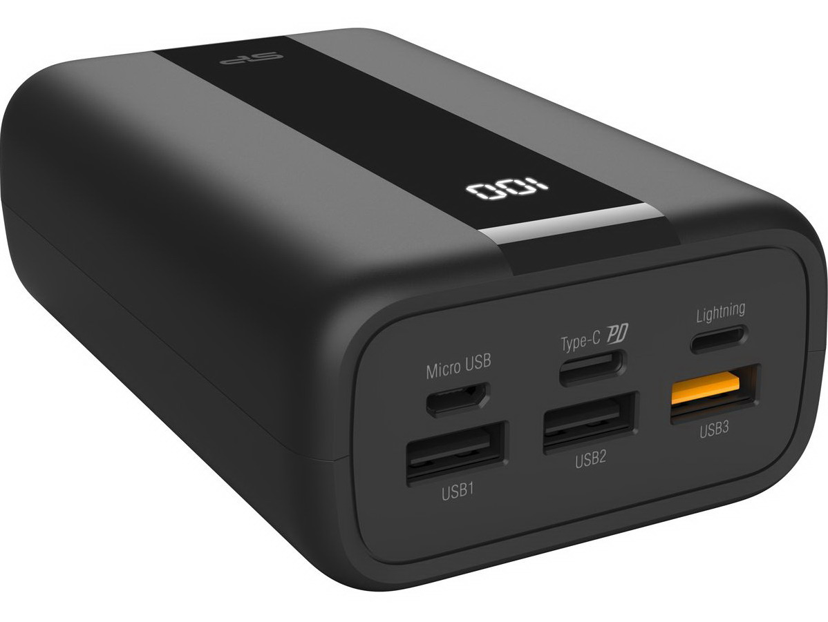 Silicon Power SiliconPower 30.000mAh Powerbank met snelladen ondersteuning - 3 x USB en 1 x USB-C - Zwart