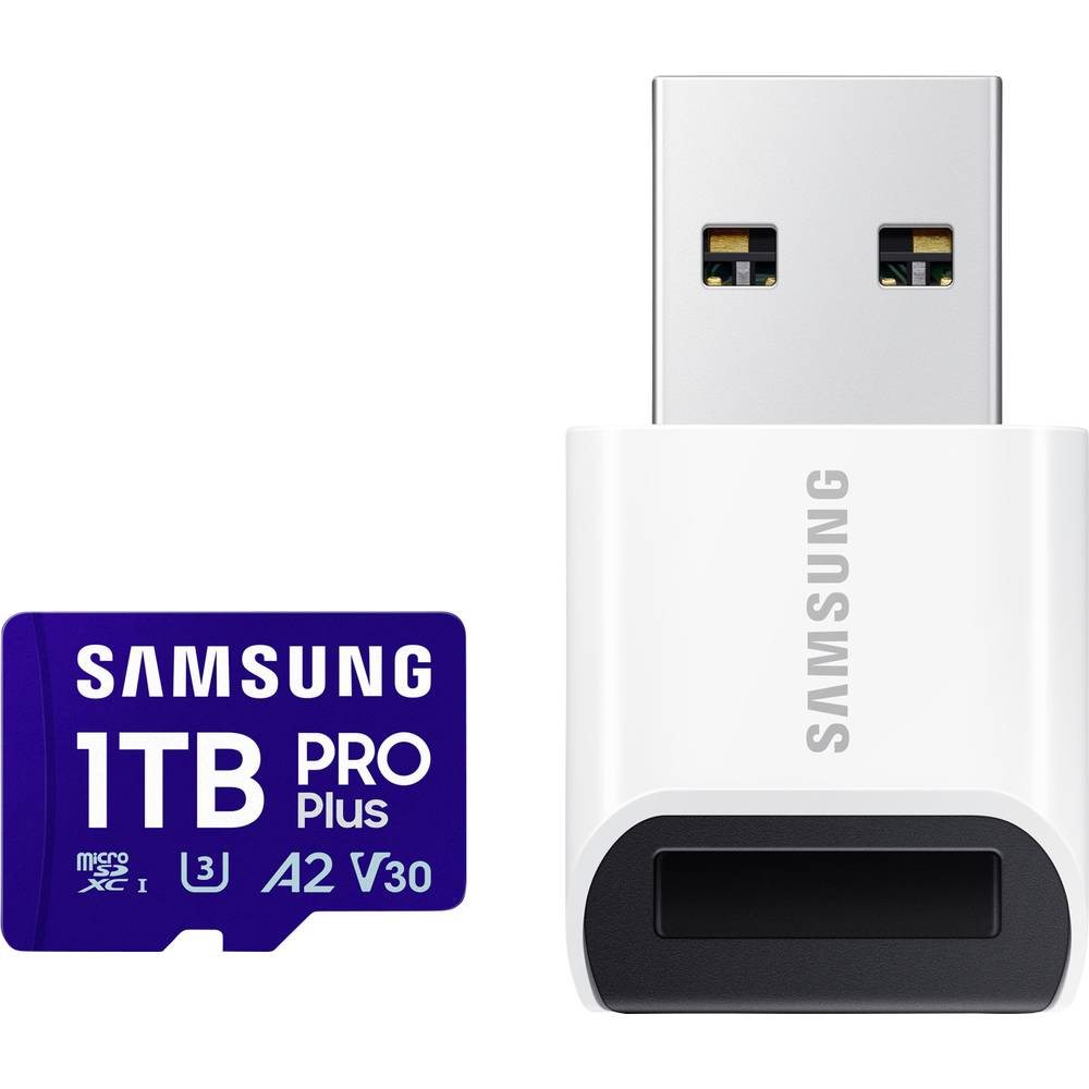 Samsung microSD Card PRO Plus (2023) miniSDXC-kaart Retail 1 TB Class 10, UHS-Class 1, Class 3 UHS-I , v30 Video Speed Class, A2 Application Performance Class