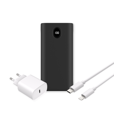 Cazy Powerbank 30.000mAh 22.5W - 2 x USB-A / 2 x USB-C + 20W USB-C Lader + Lightning Kabel 150cm