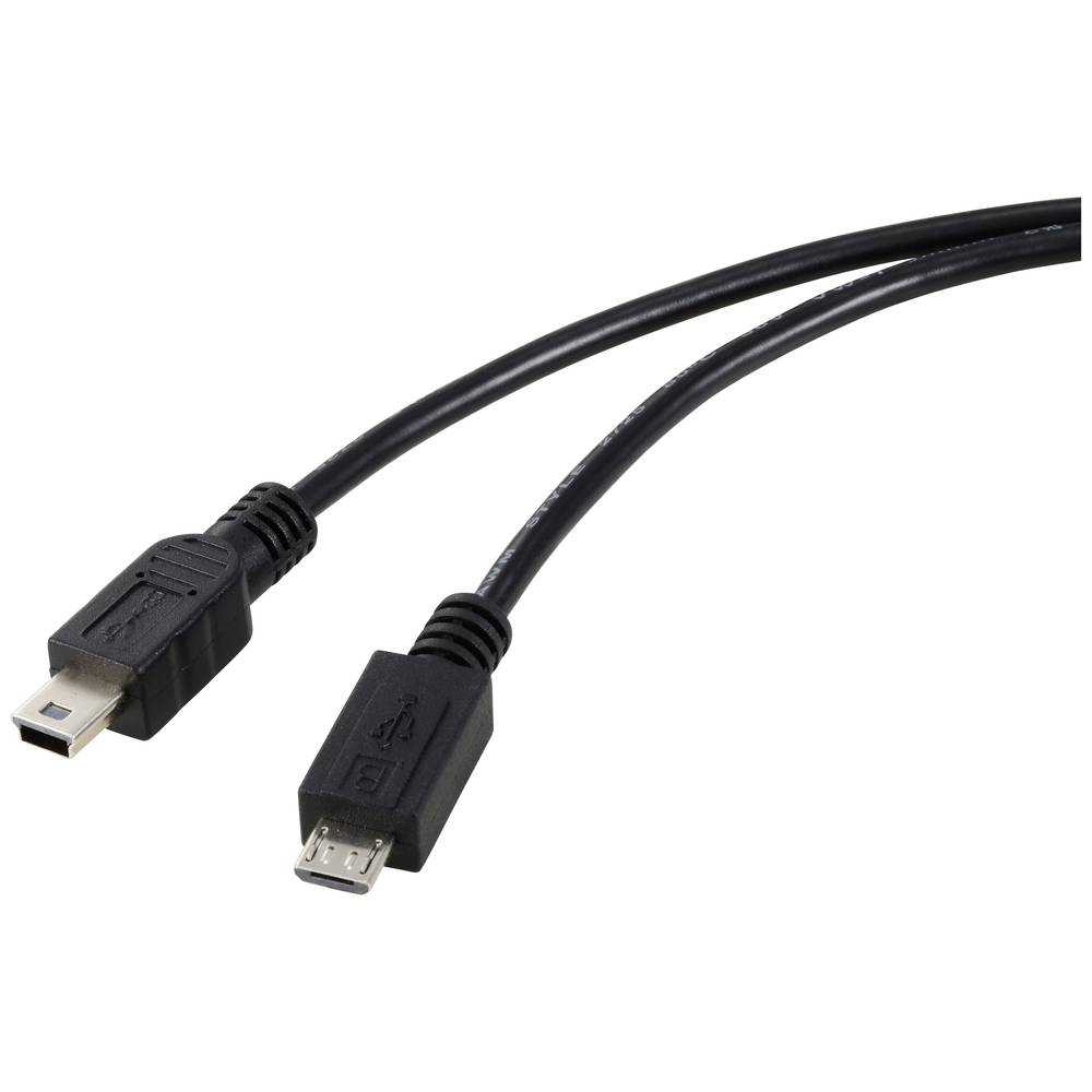 Renkforce USB-kabel USB 2.0 USB-micro-B stekker, USB-mini-B stekker 50 cm Zwart RF-5720368