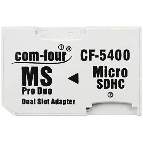 Infoboutik Com-four Adaptateur Double Micro SDHC vers MS Pro Duo Carte mémoire microSD à Memory Stick pour Appareil Photo Sony PSP Téléphone