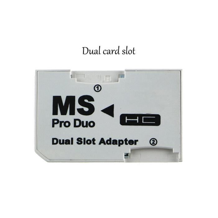 Infoboutik Adaptateur de carte mémoire Micro SD, double adaptateur MS Pro Duo pour carte PSP [039E02E]