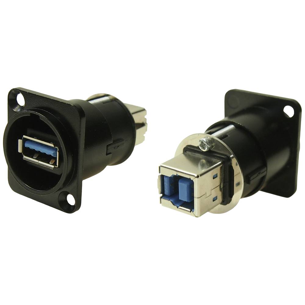 Cliff XLRFT USB 3.0 A-B bus zwart metaal geaard Adapter, inbouw CP30108  1 stuk(s)