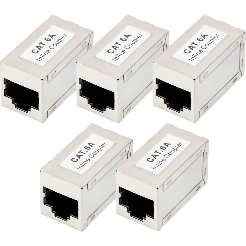 Digitus DN-93905-5  CAT 6A modulaire koppeling, afgeschermd - 5 stuks DN-93905-5 RJ45, behuizing (koppeling) Aantal polen (sensoren) 8 Zilver 5 stuk(s)