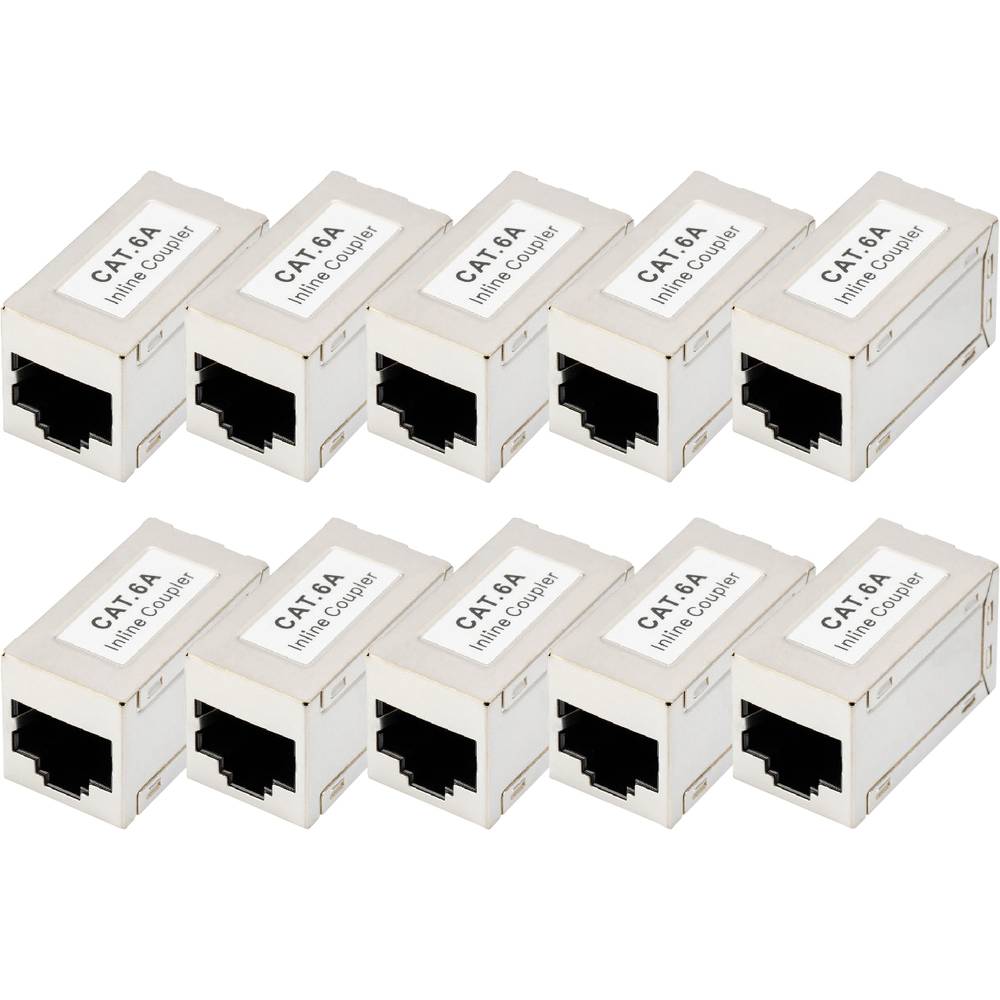 Digitus DN-93905-10  CAT 6A modulaire koppeling, afgeschermd - 10 st. DN-93905-10 RJ45, behuizing (koppeling) Aantal polen (sensoren) 8 Zilver 10 stuk(s)