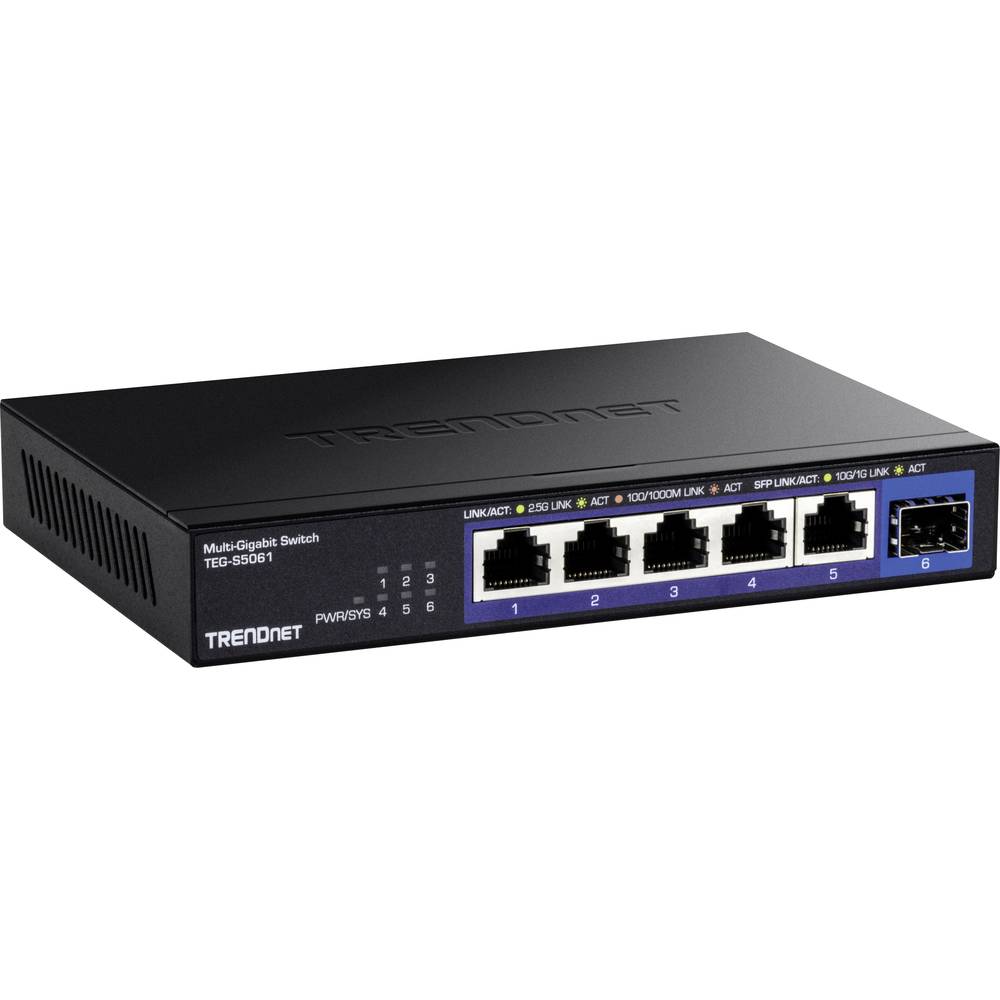 Trendnet TEG-S5061 6-Port Switch Netzwerk-Switch (2.5G Unmanaged Switch mit 10G SFP+ Port)