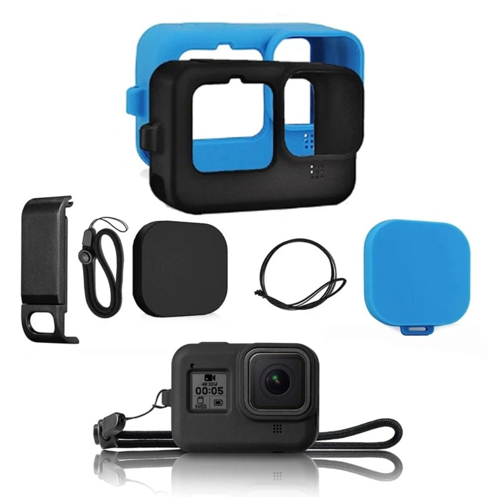 Jieliang Anti-verlies siliconen hoes Zachte rubberen sportcamera-accessoires voor Go Pro 12/11/10/9/8 black-case-Gopro 12 11 10 9