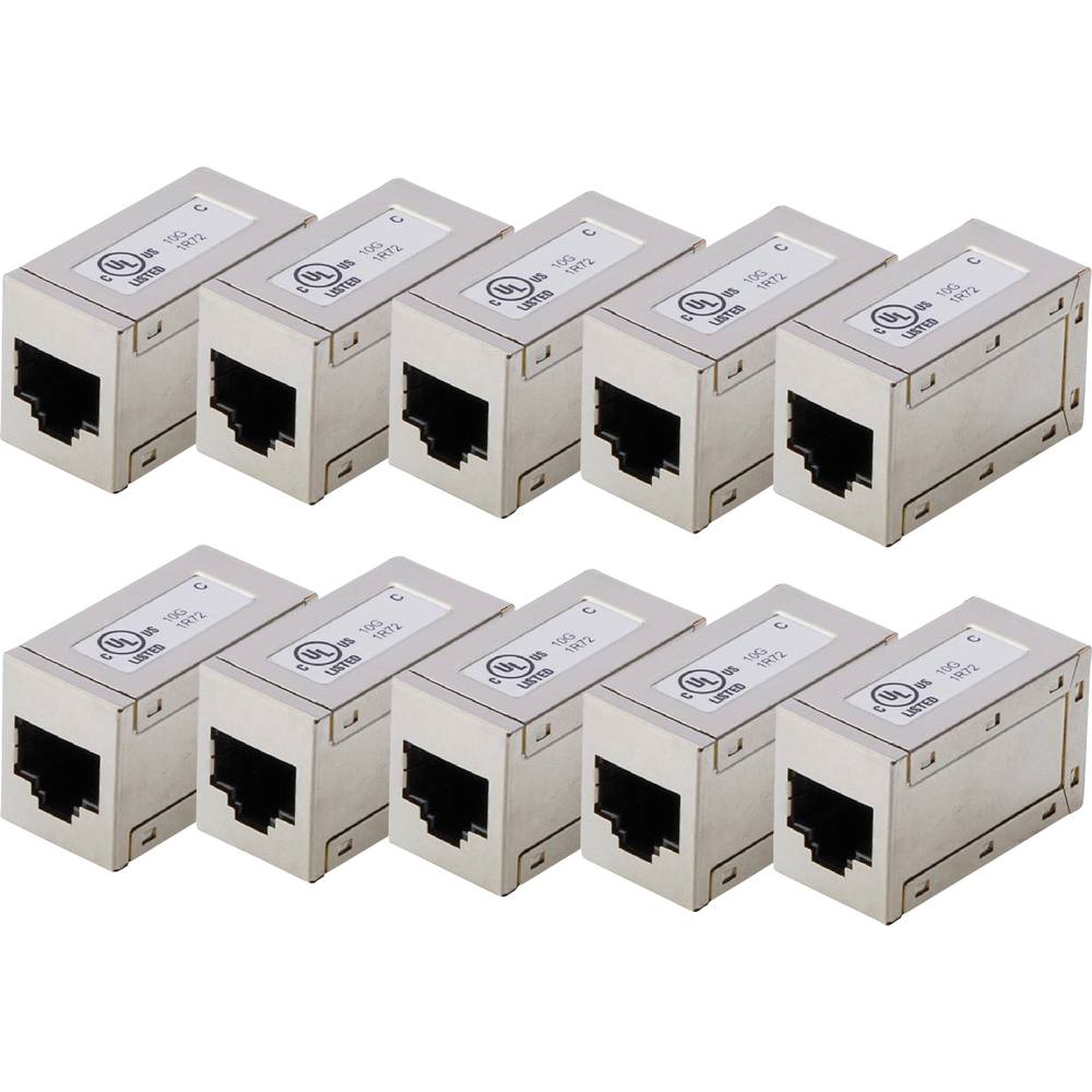 Digitus AT-AG-8-8-C6S-10  CAT 6, modulaire koppeling, afgeschermd - 10 st. AT-AG-8-8-C6S-10 RJ45, behuizing (koppeling) Aantal polen (sensoren) 8 Zilver