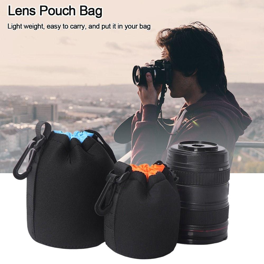 SHxianwan Tas met haak Neopreen DSLR-lenshouder Beschermer Cameralens Cameratasje Cameralenstas M blauw