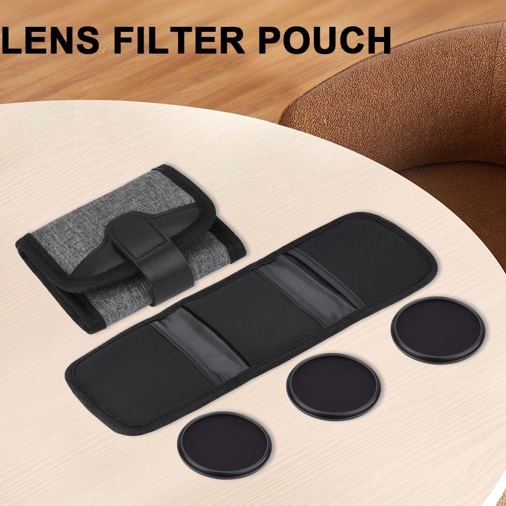 GenghenYh1 Up to 72mm Lens Filter Storage Bag Dustproof Round Filter Storage Camera Lens Filter Pouch grijs